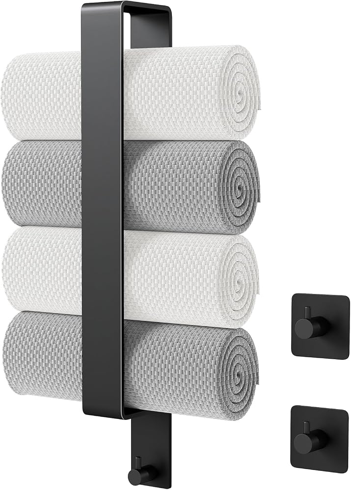 Bethom Towel Rail, 41 cm, Matt Black, No Drilling