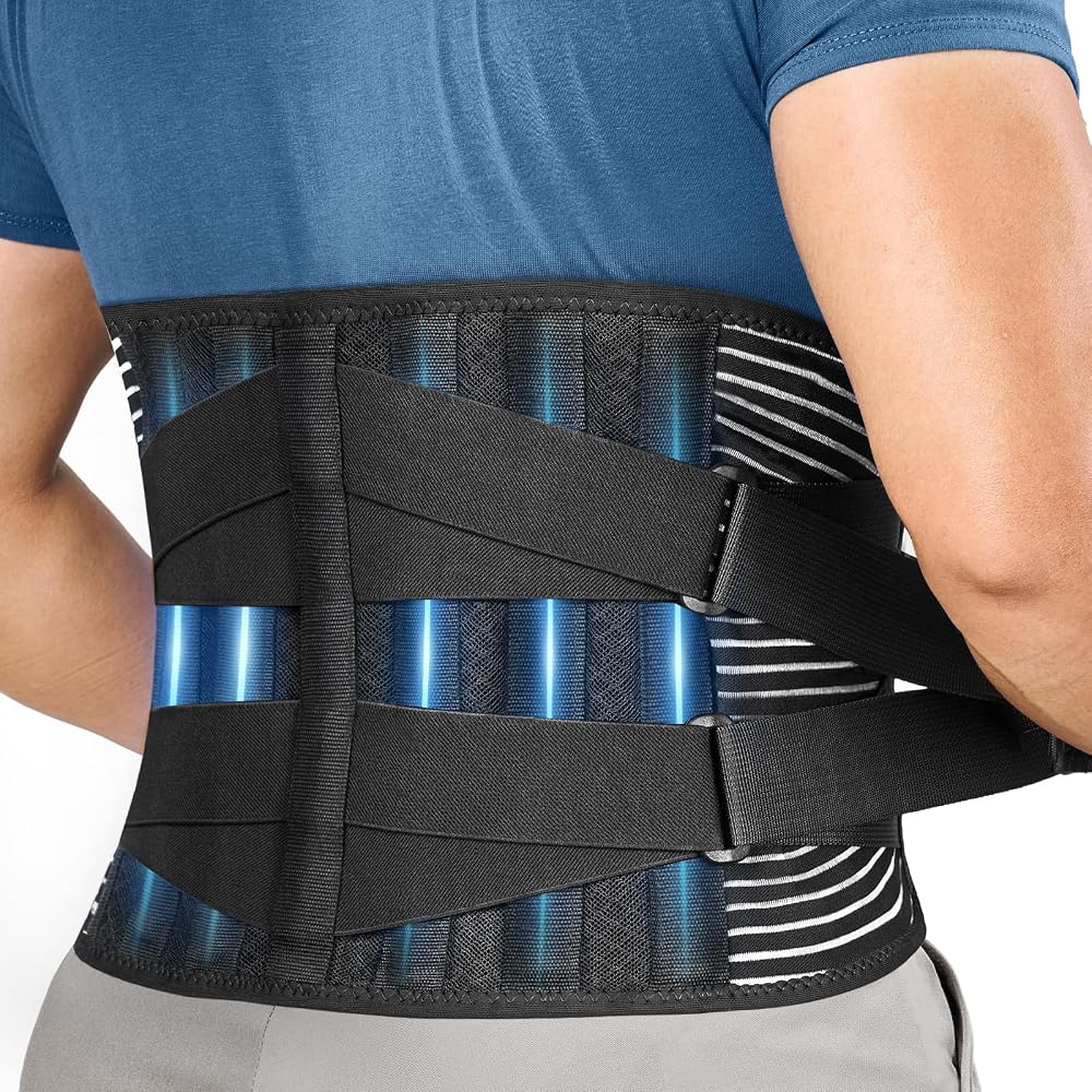 FREETOO Back Support Belt, 6 Metal Stays
