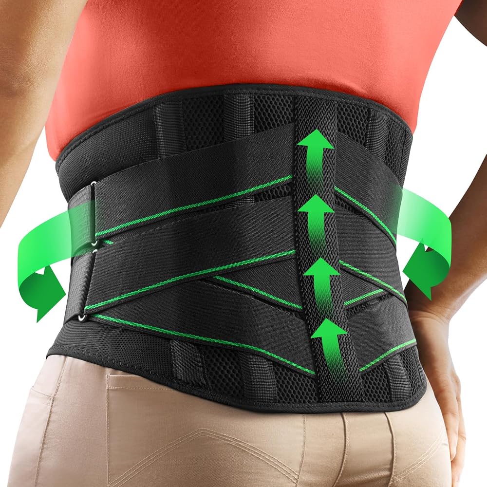 FREETOO Back Support Belt, 7 Metal Stays