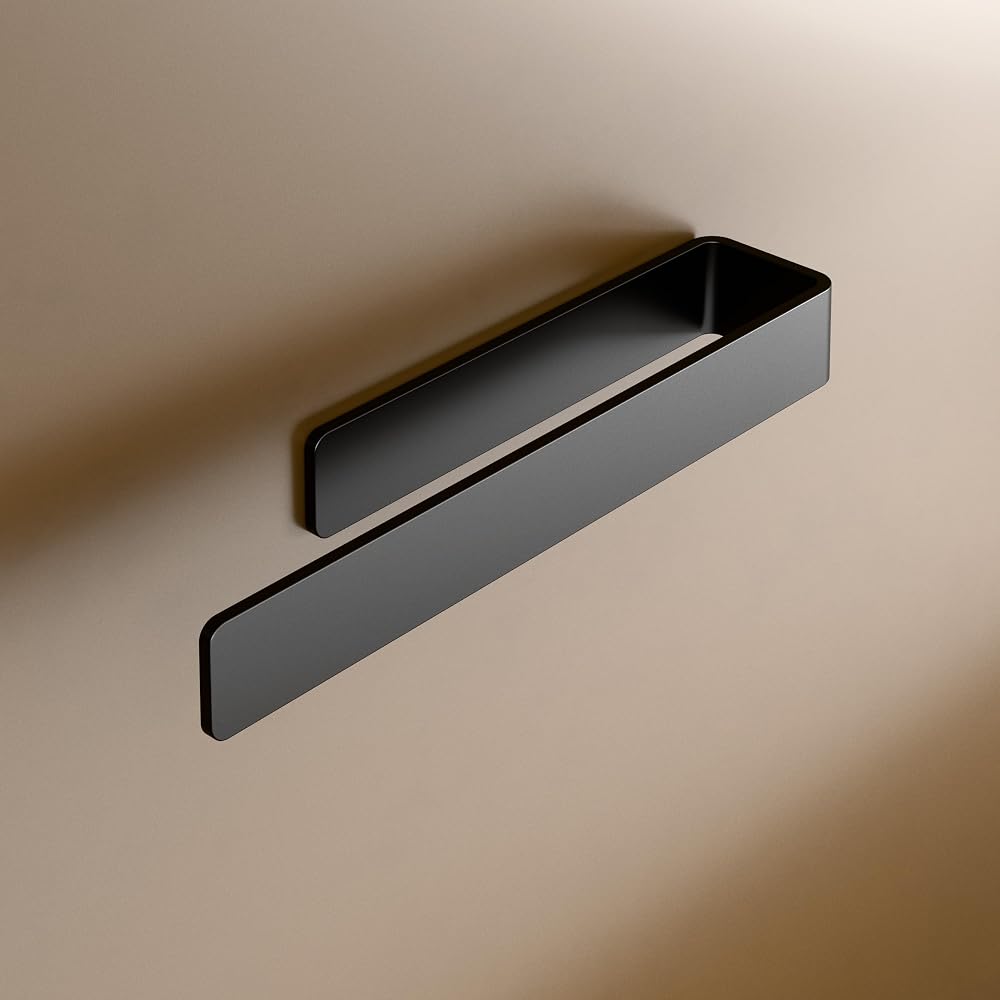 Towel Rail, Black Stainless Steel, No Drilling