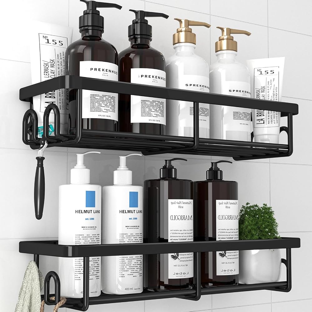 Kitsure Stainless Steel Shower Shelf, Large, Black