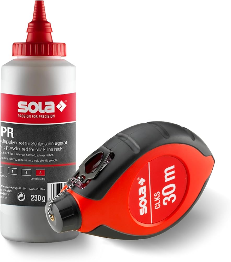 Sola CLKS Chalk Line Set, 30 m with Red Chalk