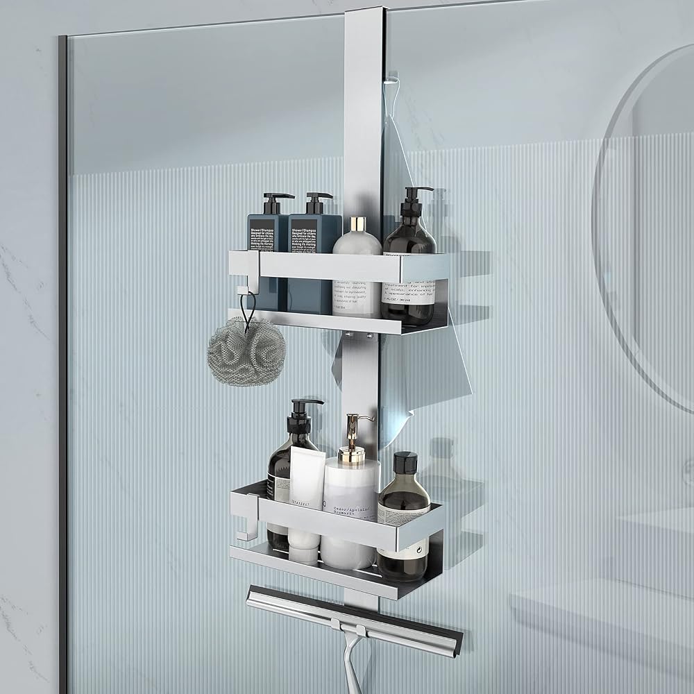 UUlioyer Hanging Shower Shelf, Stainless Steel, Silver